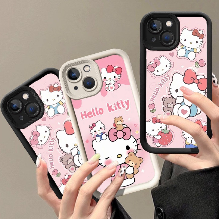 เคสโทรศัพท ์ สีชมพู Hello Kitty สําหรับ Redmi A1 A2 Plus Note 9 8 Pro 9s ปลอกซิลิโคนนุ ่ ม