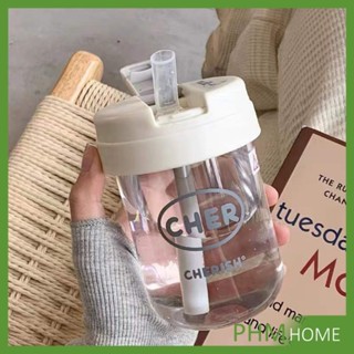 แก้วน้ำพลาสติก ใส่น้ำ ใส่นม 300ml ใช้ มีหลอด/เปิดฝาดื่มได้ P…
