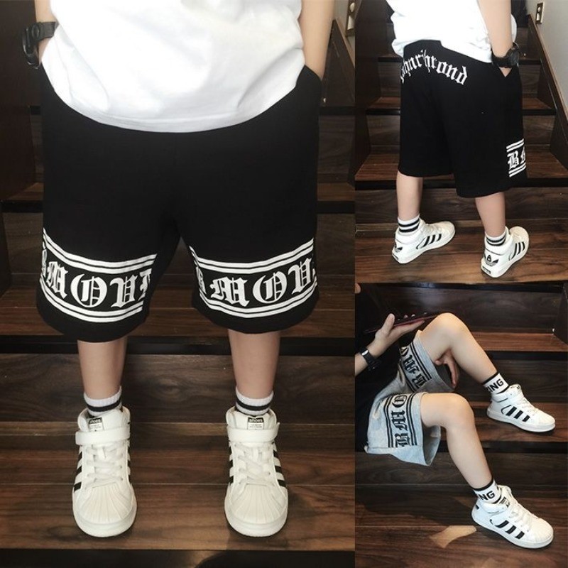 Boy Shorts(14y) กางเกงขาสั้นผ้าฝ้ายทรงหลวม Cool Boy พิมพ์สไตล์เกาหลีแฟชั่นวัยรุ่นกางเกงขาสั้นฤดูร้อน