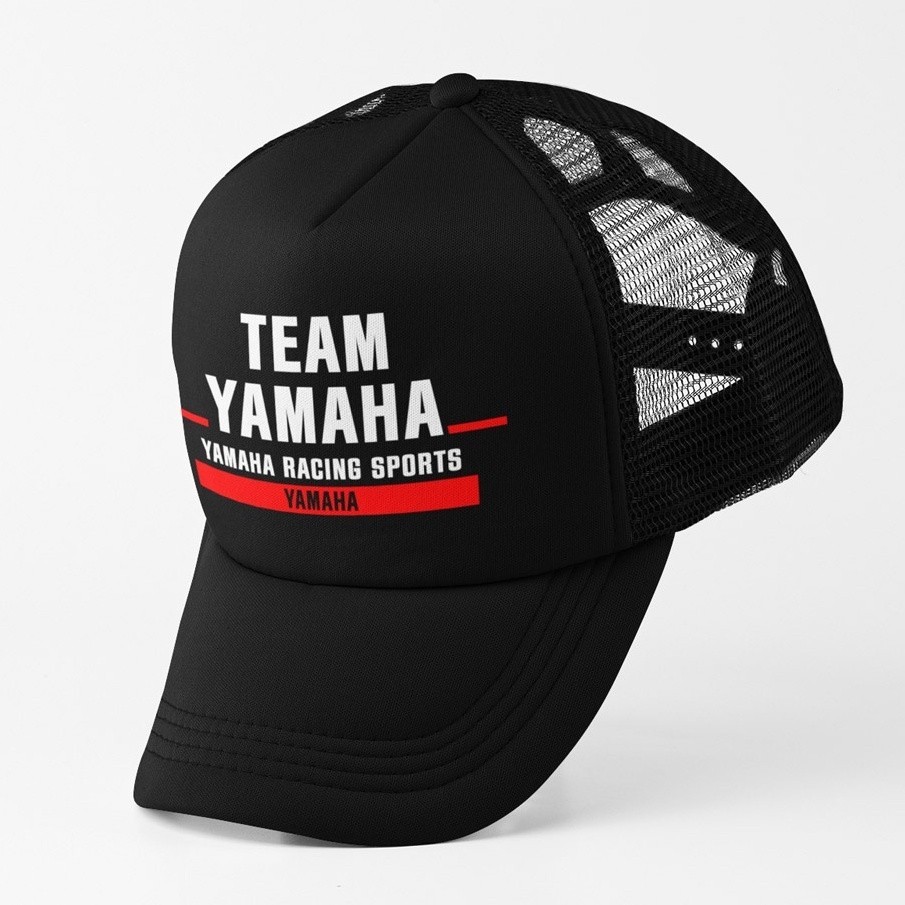 Yamaha Racing Team Trucker Cap Snapback สายรัดปรับได ้ Topi R7MC