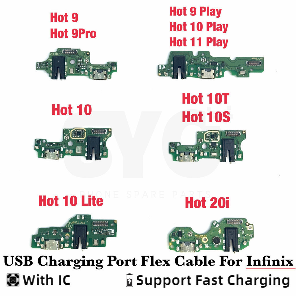 Z4KE & Repair USB ชาร์จพอร์ตเชื่อมต่อ Flex สําหรับ Infinix Hot 9 Play X655 X680 X688 10 X682 10T X68