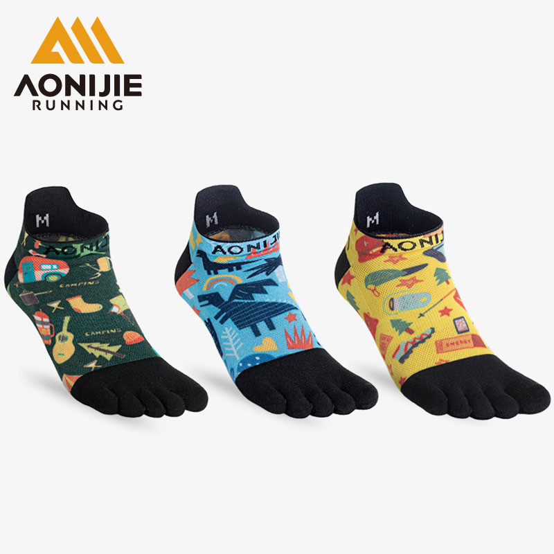 AONIJIE อาโอนิจิ จ4841 3คู่ถุงเท้าห้านิ้วสําหรับผู้ชายและผู้หญิงประสิทธิภาพสูงต่ําตัดน้ําหนักเบาระบายอากาศสําหรับการแข่งขัน ทะยาน จ4842