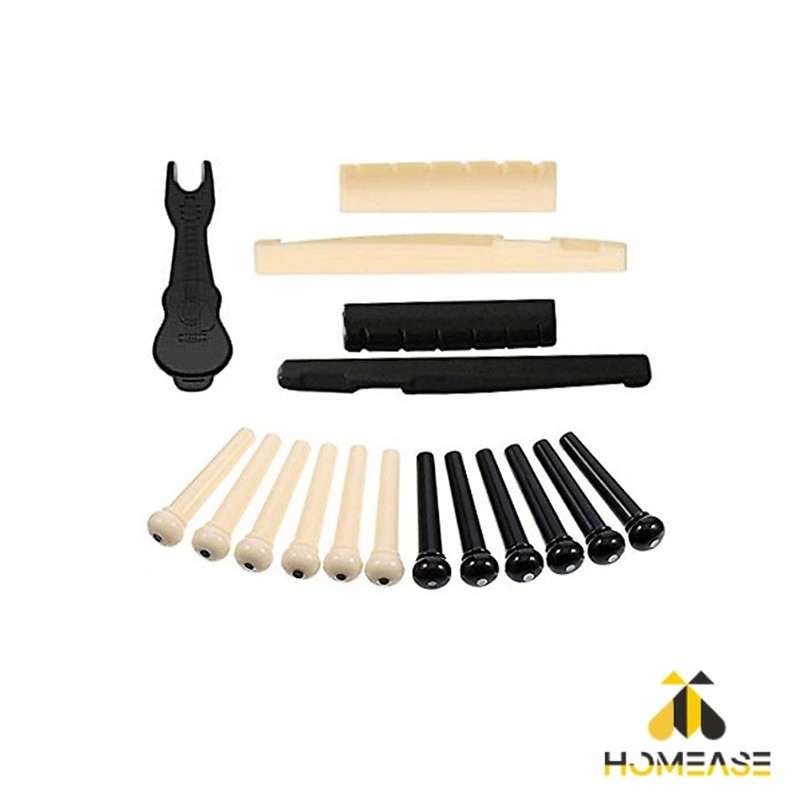 HA ชุดพลาสติก กีต้าร์โปร่ง นัทบน หย่องล่าง หมุดพิน สีขาว  Guitar accessories