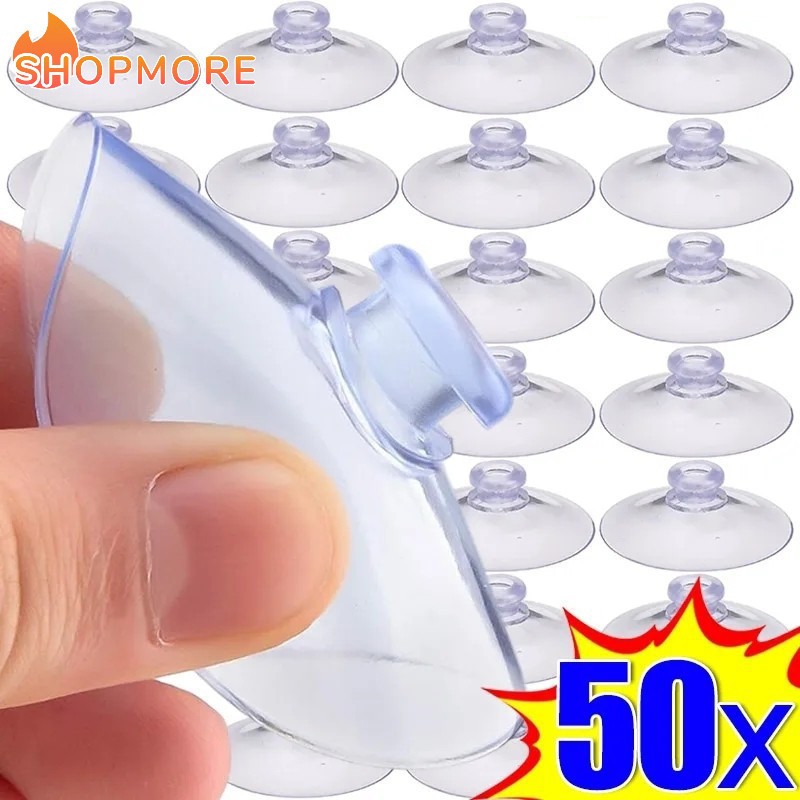 50 ชิ้นหัวเห็ด Sucker แขวนตะขอมัลติฟังก์ชั่ประตูกระจก PVC โปร่งใสแขวนพร้อมถ้วยดูดสําหรับห้องครัวห้องน้ํา Organizer