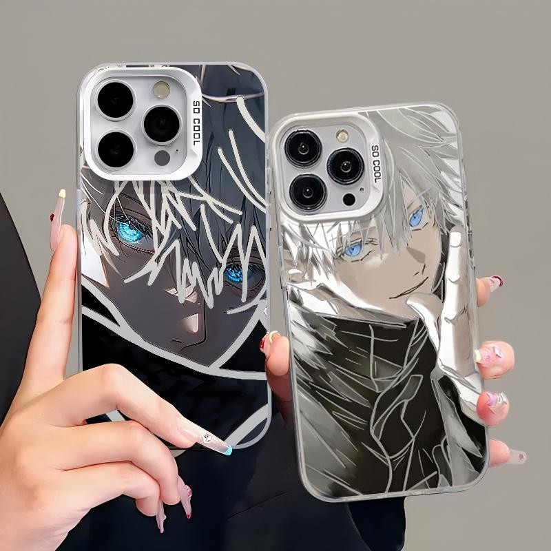 เคสโทรศัพท์สําหรับiphone 15 14 13 12 11 Pro Max 14Plus 15PlusฝาครอบJujutsu Kaisen Gojo Satoru IMD Frosted 2 ใน 1 Glowเลเซอร์กรณีแนวโน้มเย็นยี่ห้ออะนิเมะการ์ตูน