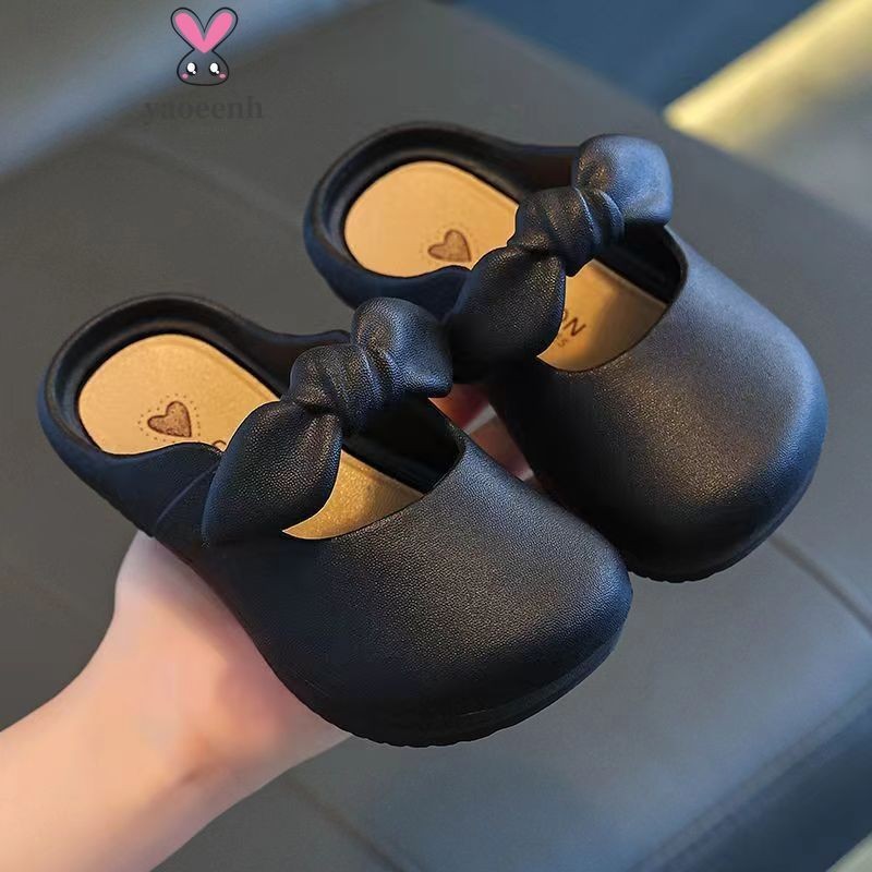 ความยาวภายใน 16-24 ซม.ฤดูร้อนเด็กน่ารัก Toe-Covered รองเท้าแตะสาว Bows สวมใส่ด้านนอก Soft-Soled รองเท้าแตะ Re