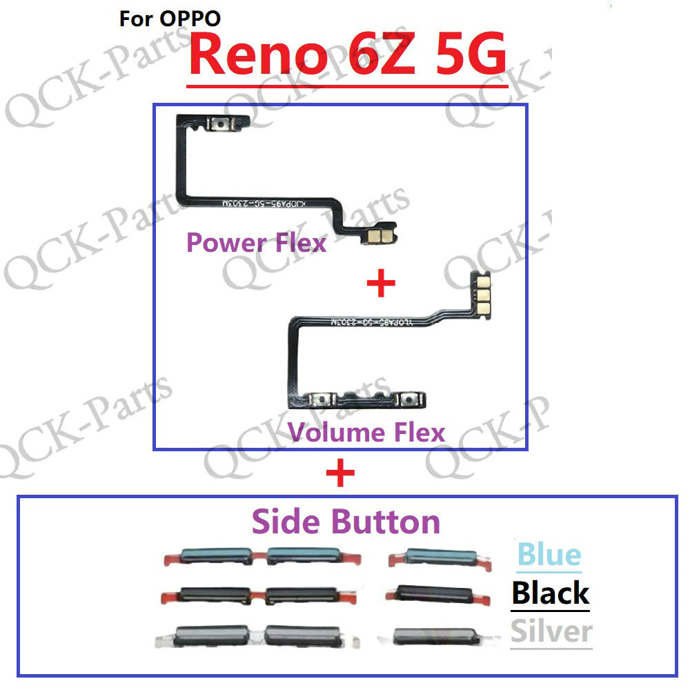 เปิด/ปิดปุ่มสวิทช์ด้านข้าง Volume Up Down ปุ่ม Flex Cable Replacement สําหรับ OPPO Reno 6Z 5G