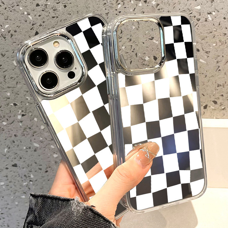 อ่อนนุ่มเคสโทรศัพท์มือถือกันกระแทก พร้อมกระจกสำหรับ for iPhone 11 13 12 15 14 Pro Max 15pro 13promax ซิลิโคน ปกการ์ตูน