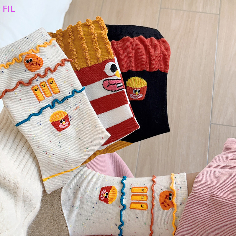 FIL Creative Funny Cute Rain Socks Mid-Tube Socks Pile Socks ถุงเท้าผู้หญิงถุงเท้าผ้าฝ้าย