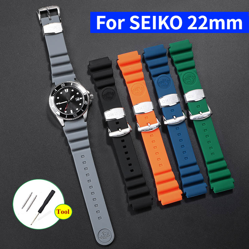สําหรับ Seiko Diver สายนาฬิกาซิลิโคน 22 มม.ยางนาฬิกา Prospex SKX007 SKX009 SPR009 Tuna Samurai กันน้ํากีฬาดําน้ํา Watchbands ผู้ชายผู้หญิงสร้อยข้อมือ