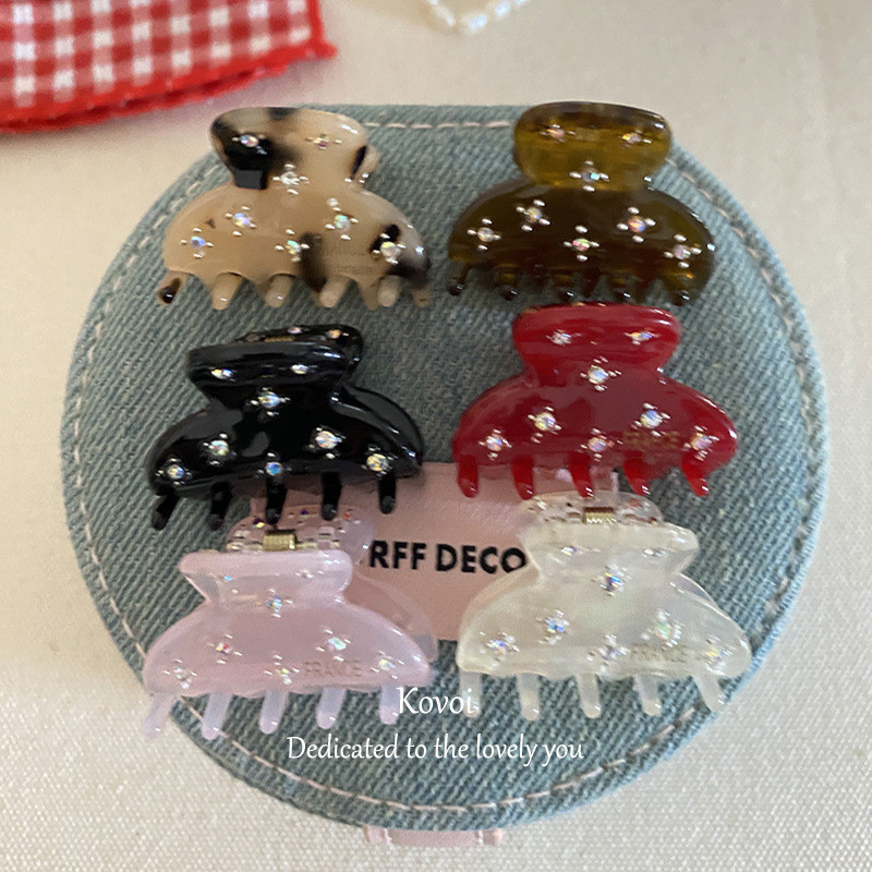 Kovoi/เกาหลีรุ่นประณีต Gypsophila Rhinestone Acetate ขนาดเล็กครึ่งวงกลมคว้าคลิปเจ้าหญิงคลิปด้านข้าง High-End Feeling Bangs คลิปอุปกรณ์เสริมผม