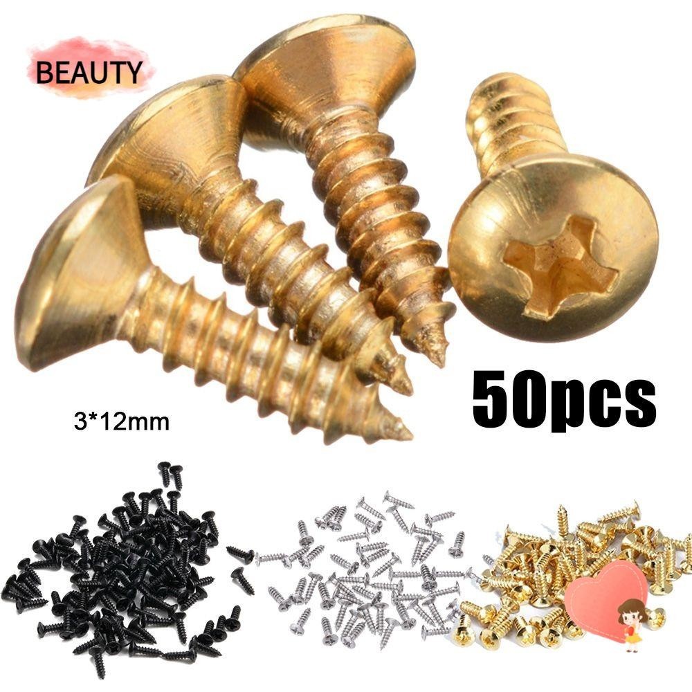 Beauty สกรูกีตาร ์ ไฟฟ ้ า,ทองสีดําเงิน DIY สกรูคงที ่ โลหะ 3 * 12 มม.แผ ่ นหลังสกรูคงที ่