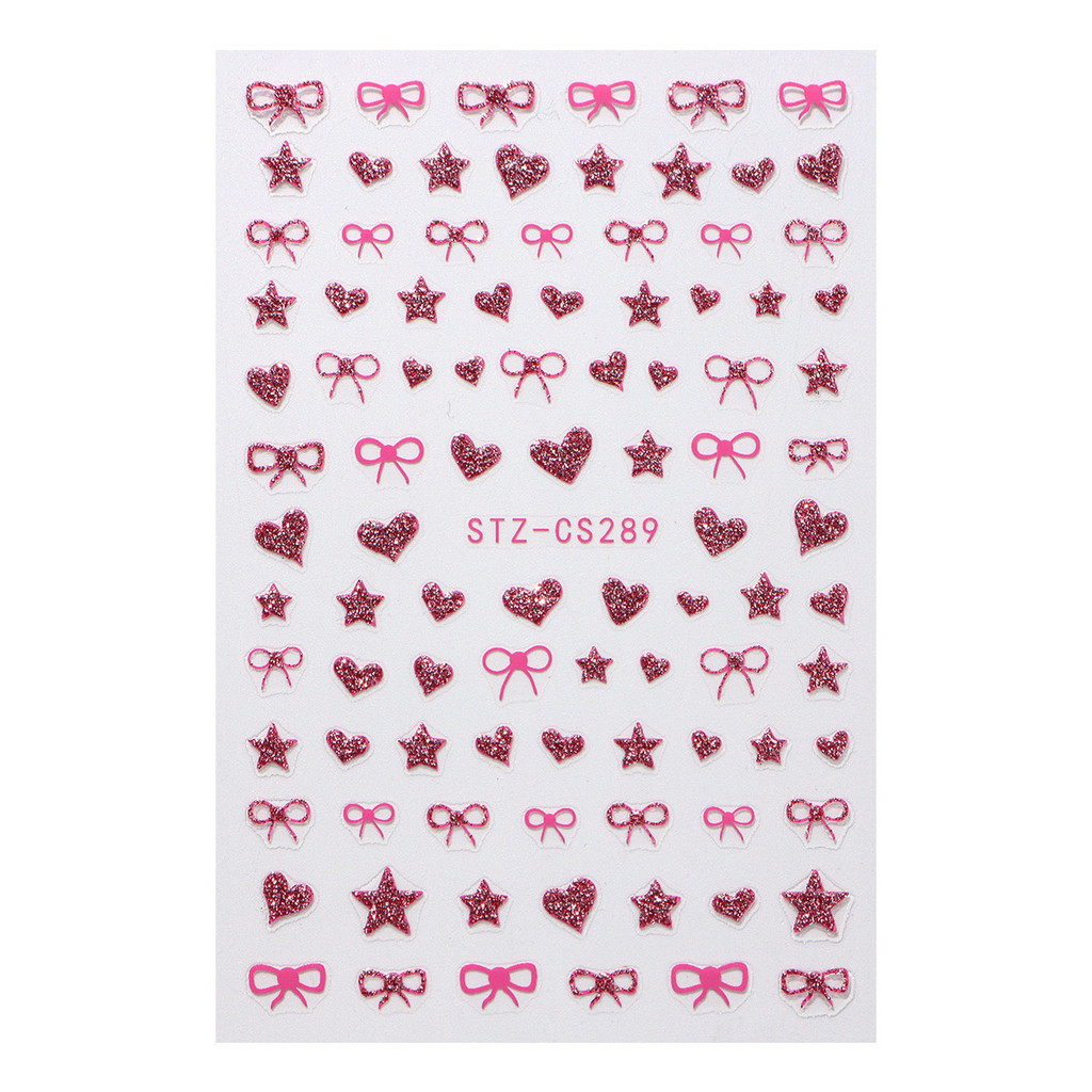 สติ๊กเกอร์ติดเล็บ Glitter สีชมพู French Bow Love Heart Star สติ๊กเกอร์ติดเล็บกาว ราคา ถูกที่สุด ดีลบีเคเค แกลเลอรีภาพที่ 5