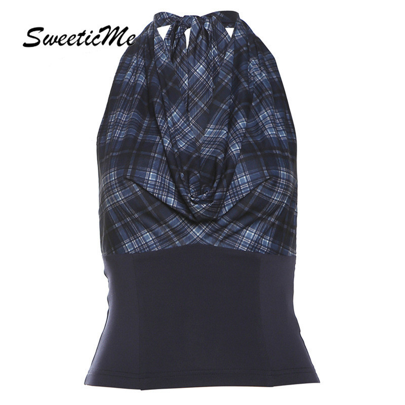 Sweeticme ผู้หญิง 2024 ใหม่แฟชั่น Halter เซ็กซี่ Slim Fit Causal Streetwear เสื้อกล้าม Camisole