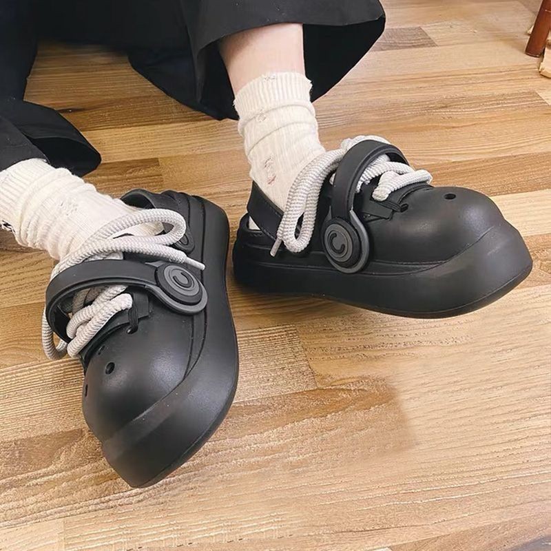 หูหูฟังรองเท ้ าฤดูใบไม ้ ผลิฤดูร ้ อนหัวใหญ ่ คู ่ หนา Soled ความสูงรองเท ้ าแตะผู ้ ชายผู ้ หญิงสวมใส ่ ด ้ านนอก Anti-Slip Soft-Soled ทราย