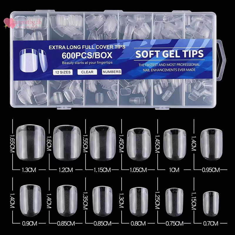 Renbg 600 ชิ้น/กล่องเล็บปลอมโปร่งใส Frosted French Almond อะคริลิค Water Drop เล็บปลอมเคล็ดลับสําหรับ Extension Tip เล็บเครื่องมือ TH