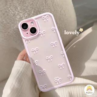 แฟชั่นคู่ปมโบว์สวยเรียบง่าย เคสไอโฟน 14 15 12 Pro Max 7Plus 13 11 Pro Max เคส Iphone 7 14 15 8 XR X XS Max SE 2020