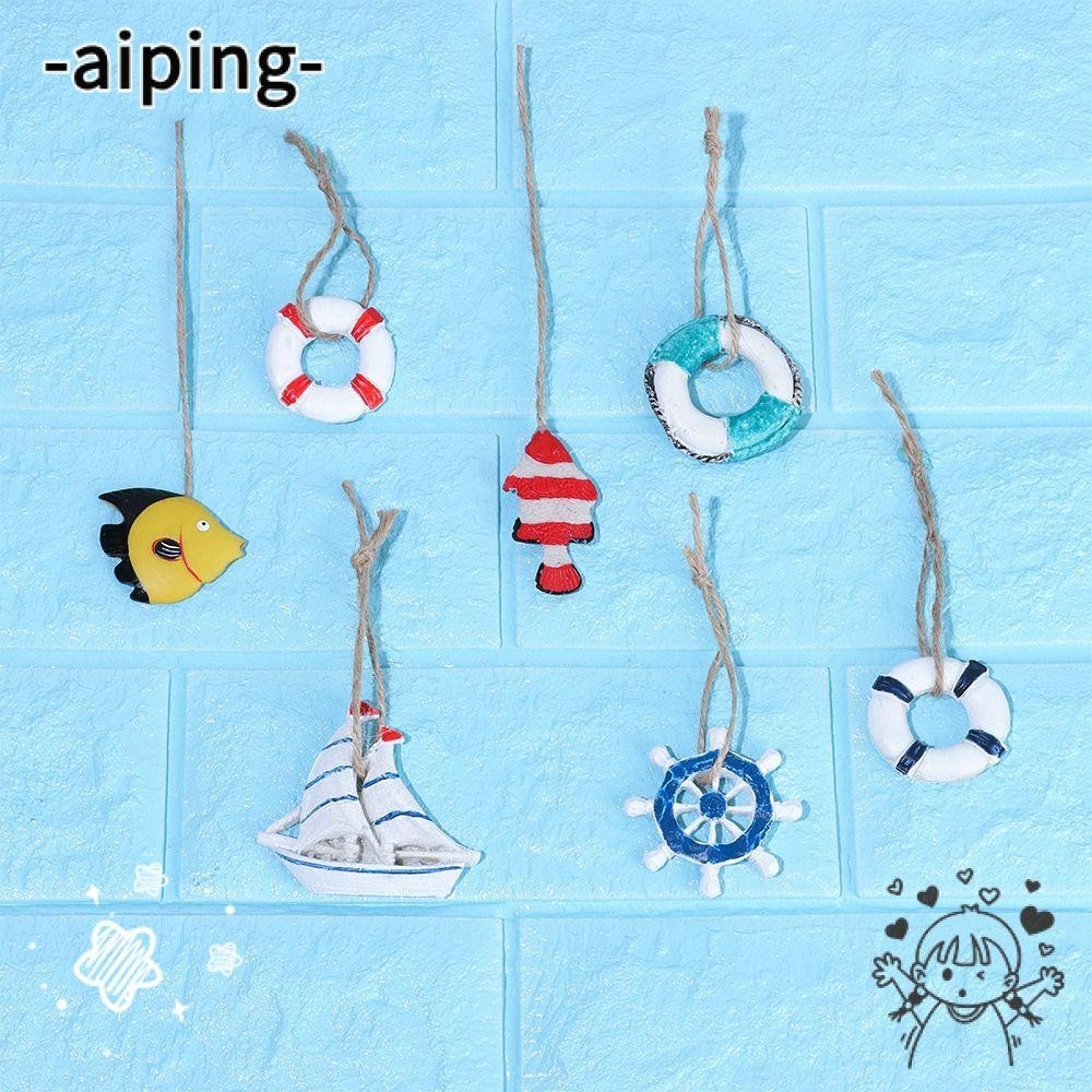 Aiping แขวนตกแต่งสไตล์เมดิเตอร์เรเนียนห่วงชูชีพจี้ปลาอุปกรณ์ตกปลา