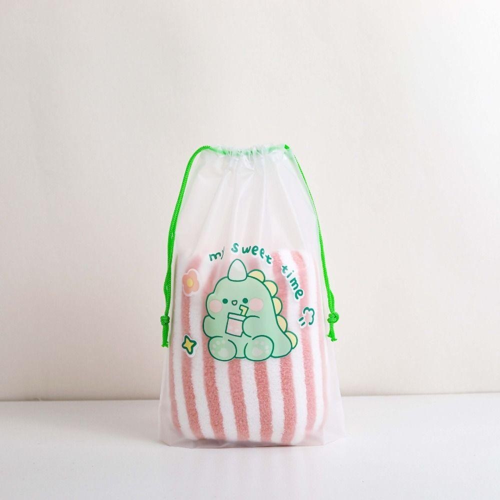 UUMIR ถุงเก็บรองเท้า, การ์ตูนไดโนเสาร์ Matte โปร่งใส Drawstring Bag, Creative PE แขวนกระเป๋ากันฝุ่น Travel Bundle กระเป๋าเดินทางกลางแจ้ง/Busness Trip
