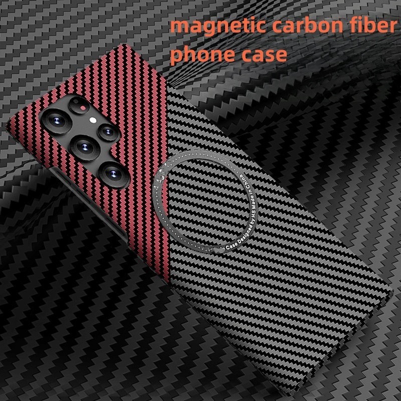 Magnetic Carbon Fibre Slim Case Samsung Galaxy S24 S23 S22 S21 Ultra Plus Casing Wireless Chargingกันกระแทกฮาร์ดพีซีฝาหลังเชลล์