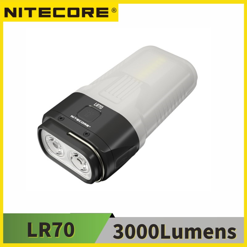 Nitecore LR70 3-in-1 ไฟฉาย 3000 ลูเมน แบบชาร์จไฟได้ พร้อมแบตเตอรี่ในตัว สําหรับตั้งแคมป์