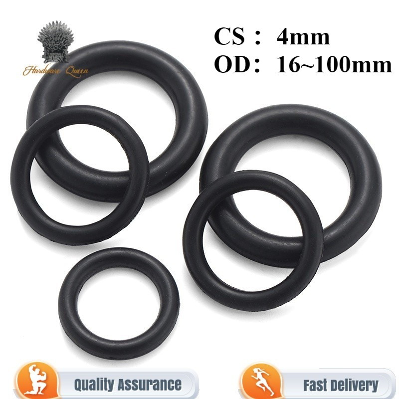 [QA3] ปะเก็นยาง O แหวนไนไตรล์สีดํา O-Ring OD: 16-100 มม.CS: 4 มม. แหวนปิดผนึกทนน้ํามันสีดําคุณภาพสูง NBR มาตรฐานสากลของแท้ขนาดที่แตกต่างกัน