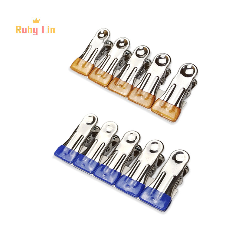 Ruby Lin 10 ชิ้นสแตนเลสเสื้อผ้า Peg ในครัวเรือนอเนกประสงค์คลิปปิดผนึก Windproof Non Slip No Trace Fixed Clamp Airing ที่หนีบผ้า Nice