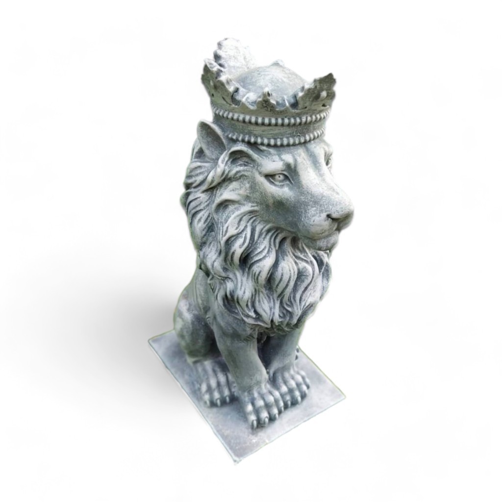 สิงโตสวมมงกุฎ size M ปูนปั้นสิงโต เสริมฮวงจุ้ยบ้าน สิงโตสวมมงกุฎผู้พิทักษ์ปกป้องเคหะสถาน