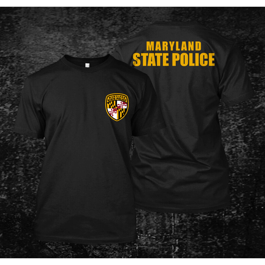Maryland State Police เสื้อยืดด้านหน้าและด้านหลังแบบกําหนดเองผ้าฝ้าย