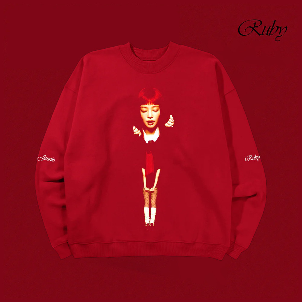 HOT ✨ผ้าฝ้าย Hoodie✨ เสื้อฮู้ด Kpop BLACKPINK JENNIE Ruby Merch Crewneck เสื้อกันหนาว Vintage M-3XL
