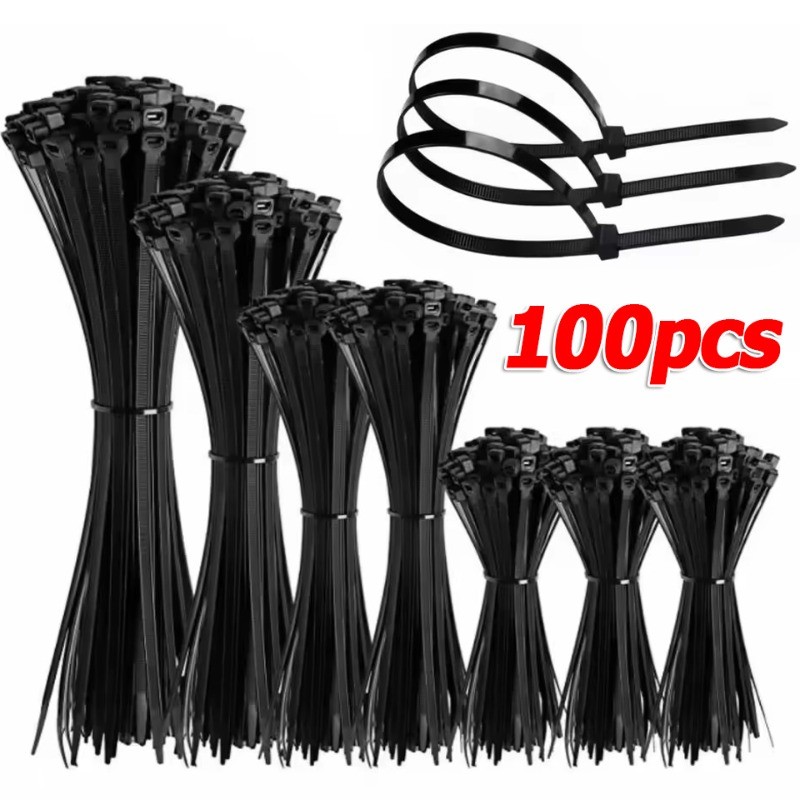 100 ชิ้น Multi-size Self-Locking Nylon Cable Tie / สายรัดผูกสายไฟแบบถอดได้ / แหวนยึดสายผูก