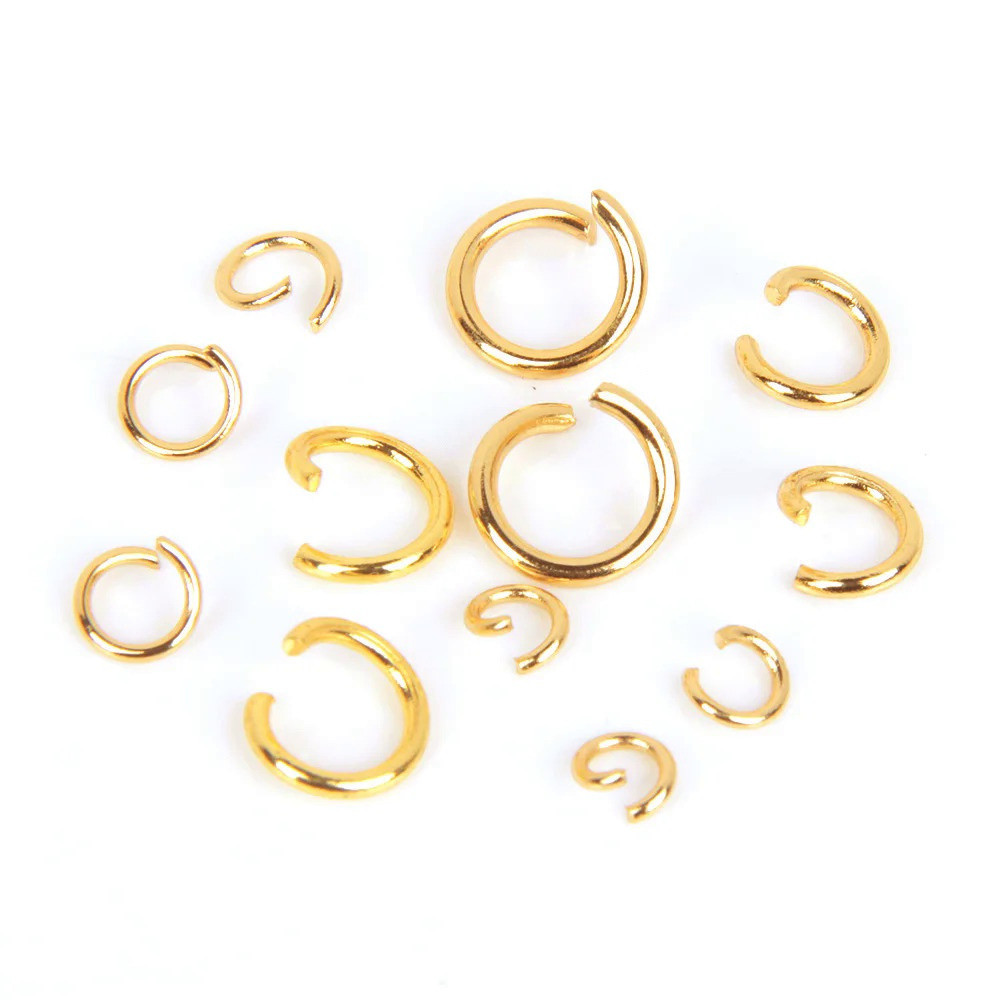 XHNXHN 100-200 ชิ้น 4-8 มม. แหวนกระโดดเปิดสแตนเลสสีทอง แหวนแยก เชื่อมต่อสำหรับทำเครื่องประดับ อุปกรณ์เสริม