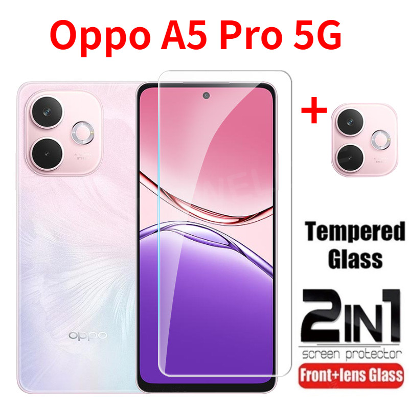 ฟิล์มกระจกนิรภัยสําหรับOppo A5 Pro OPPO A5Pro A5 A5X A6C A6 4G 5G 2025 ป้องกันหน้าจอกล้องกลับเลนส์ป้องกันกระจกคลุมทั้งหมดฟิล์มด้านหน้า