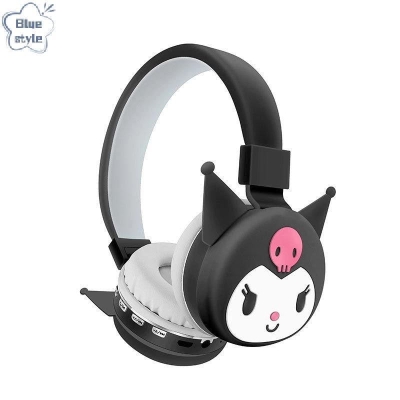 Bluestyle Sanrio Kuromi Hello Kitty น่ารักหูฟังไร้สายชุดหูฟังการ์ตูนชุดหูฟังสเตอริโอหูฟังสําหรับเด็กสาวเด็กของขวัญใหม่