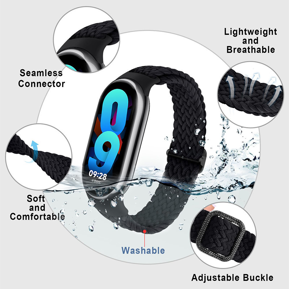 สายยางยืดไนลอนกีฬา for Mi Band 10 9 8 7 6 5 4 3 NFC สายรัดข้อมือกีฬาแฟชั่น for Xiaomi Mi Band 8 7 6 5 4 3 - รูปที่ 2