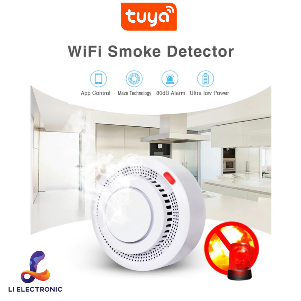 Tuya สมาร์ท smoke detectorWifi เครื่องตรวจจับควันไฟป้องกันเครื่องตรวจจับควัน Smokehouse ผสม Fire Alarm Home Security