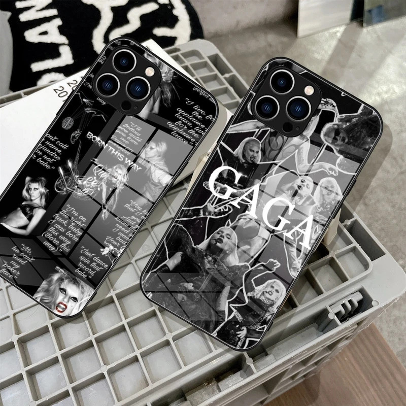 BK-1 Lady Gaga นักร้องเคสโทรศัพท์กระจกนิรภัยสําหรับIPhone 16 17,15 14 13 12 Pro Max Plus Samsung S24