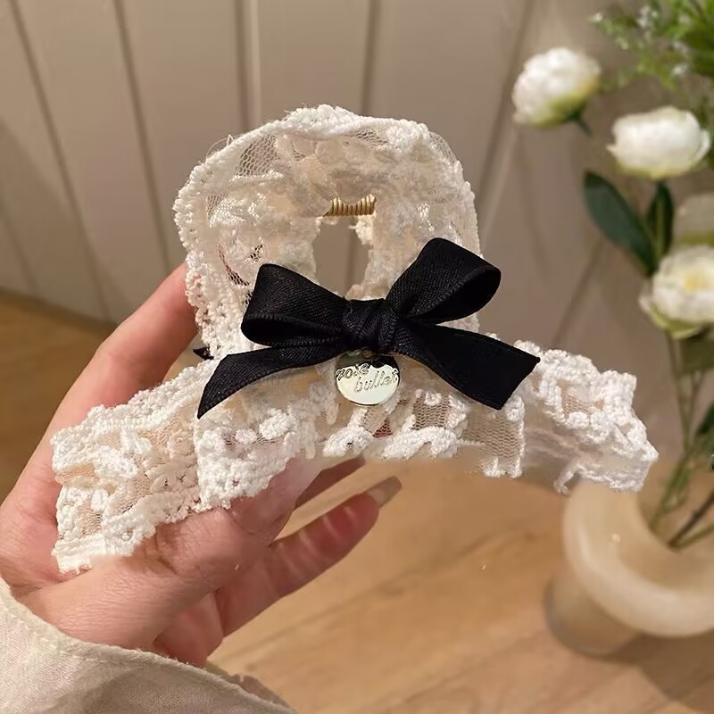 2025 High-End Satin Large Bow Shark Clip Headdress