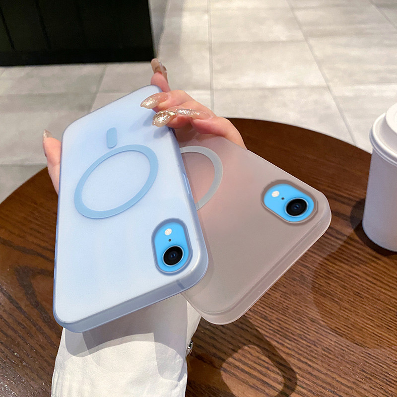 สีทึบโปร่งใสบางเฉียบ Anti Drop แม่เหล็กดูดขนาดใหญ่รูเคสโทรศัพท์เหมาะสําหรับ IPhone 16E 11 12 13 14 15 16 PRO MAX X XR 7 8 Plus