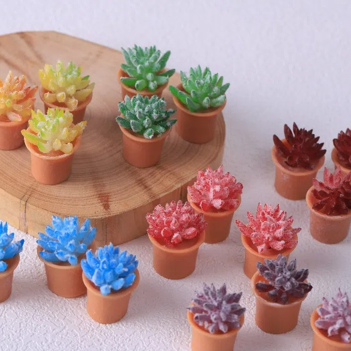น่ารักที่มีสีสันฉ่ํากระถางกระบองเพชรจําลองพืชสีเขียวภูมิทัศน์ไมโครเครื่องประดับภูมิทัศน์สร้างสรรค์ทําเองเครื่องประดับทํามือ