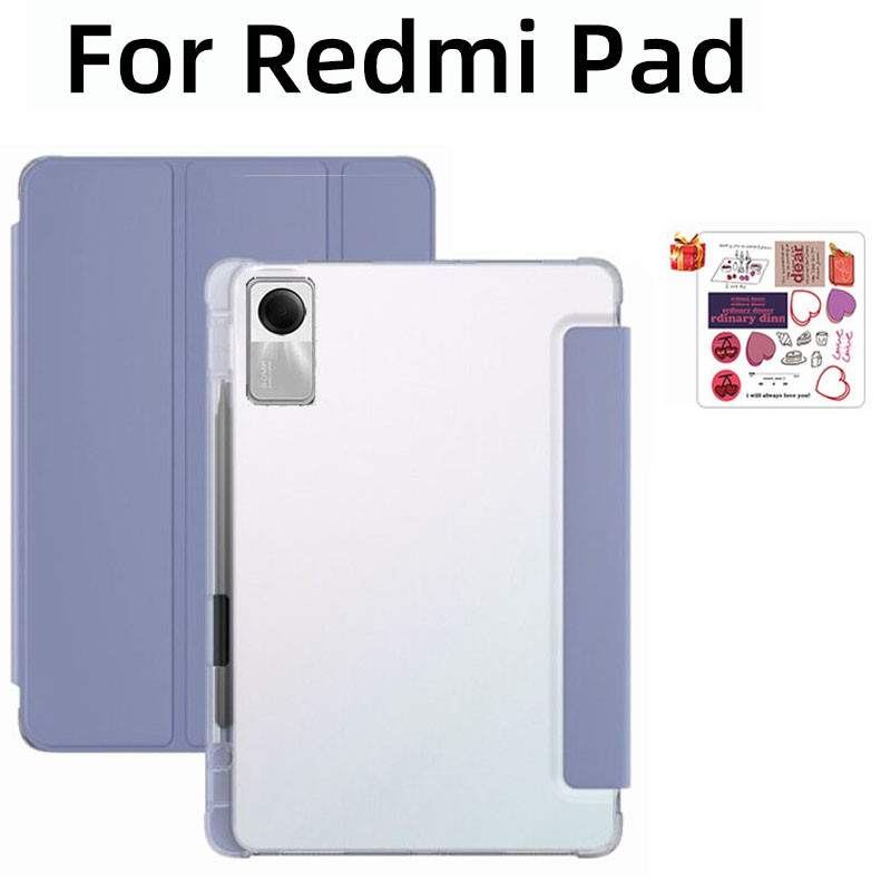 เคส Redmi Pad SE 11 นิ้วพร้อมช่องเสียบปากกาเคสแม่เหล็ก Redmi Pad SE ฝาครอบด้านหลังโปร่งใส Xiaomi Red