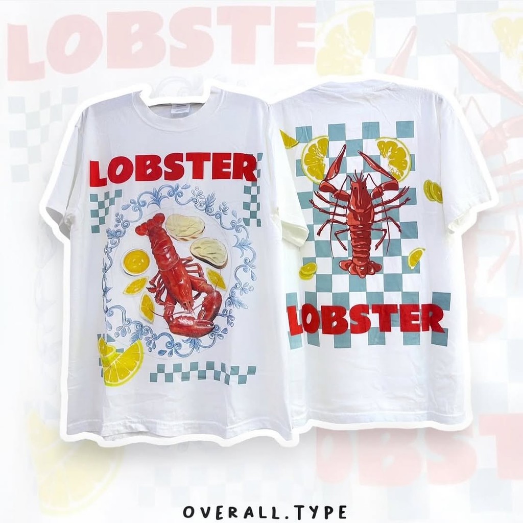 【LOBSTER T-shirt 】เสื้อยืดลายกุ้งมังกร เสื้อวินเทจ ลายการ์ตูน vintage shirt S-5XL