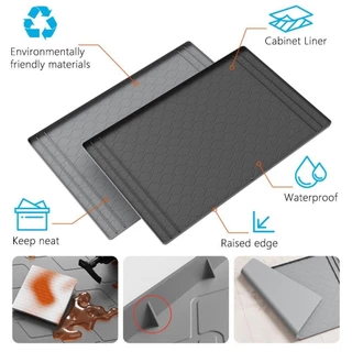 DEVO ตู้ Liner, ทําความสะอาดง่ายซิลิโคนภายใต้ Sink Mat, มัลติฟังก์ชั่นกันน้ํา 34" x 22" ถาดอ่างล้างจานสําหรับห้องครัวห้องน้ํา