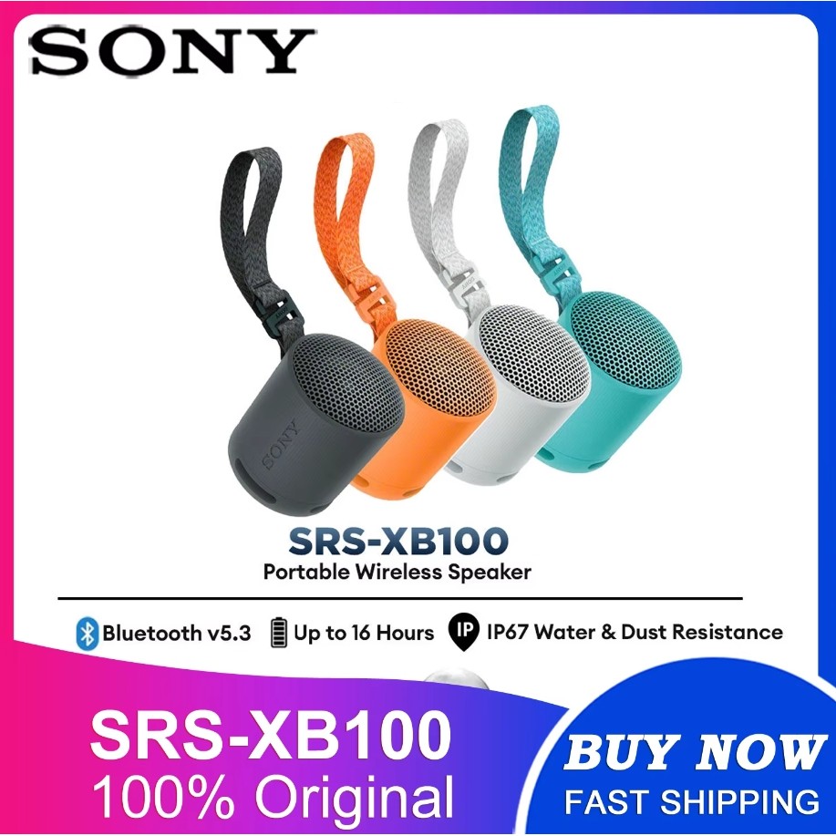 สําหรับลําโพงไร้สายแบบพกพา SONY SRS-XB100 | XB100 | บลูทูธ | 16 ชั่วโมง | EXTRA BASS