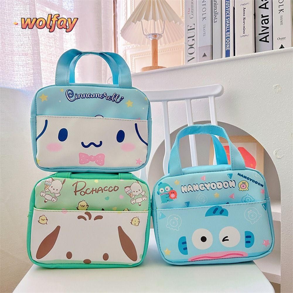 SANRIO กระเป๋าเก็บความร้อน วูลฟ์ลี กระเป๋าใส่ข้าวกลางวันลายการ์ตูน ซานริโอ เด็กผู้หญิง น่ารัก ความจุขนาดใหญ่ กระเป๋าใส่อาหาร