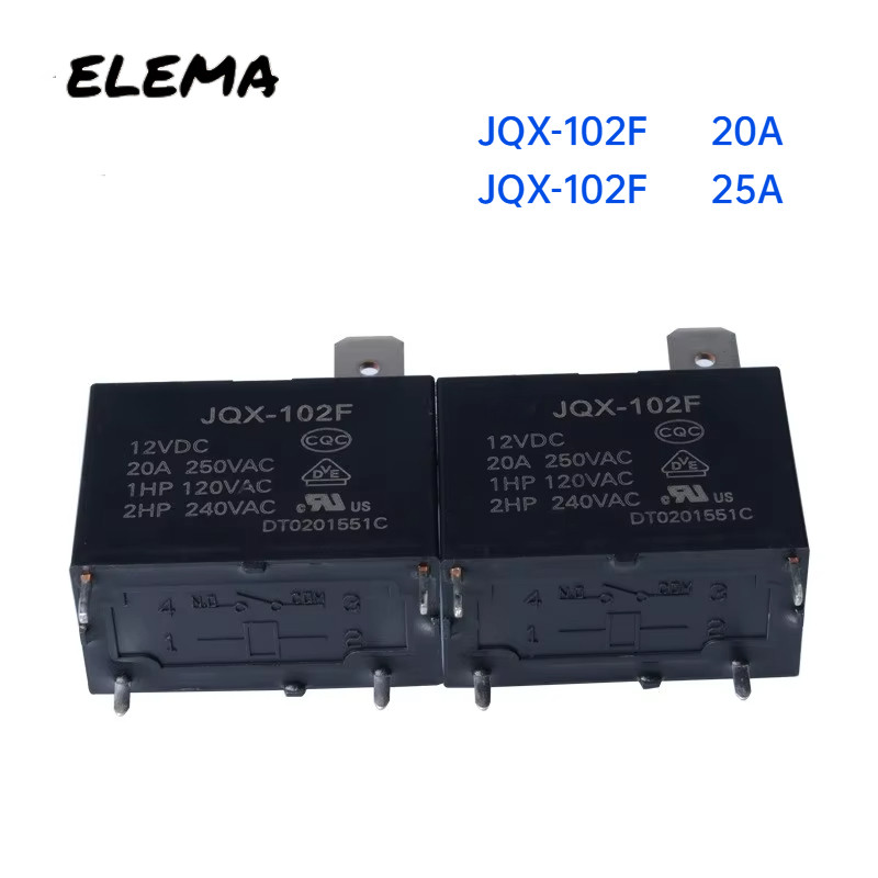 รีเลย์ JQX-102F 12VDC 20A 25A 4pin เครื่องทําน้ําอุ่นเครื่องปรับอากาศรีเลย์เดิม