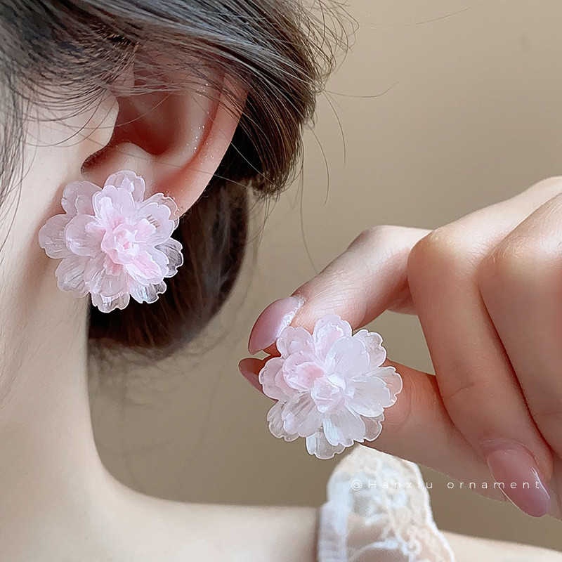 [Jewbeauty]ต่างหูดอกไม้เรซินเข็มเงิน Mori tie ต่างหูหวาน แฟชั่นอารมณ์ต่างหูอุปกรณ์เสริมความรู้สึกสูง