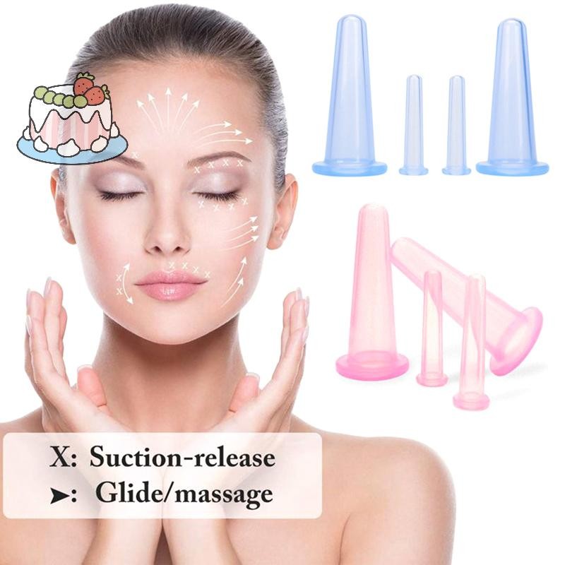[Sep] 4 ชิ้นซิลิโคน Cupping Massage Cup, สําหรับ Body Fac Neck Eye Massage ถังสูญญากาศ Body Facial Care, Anti-aging Beauty Tool .