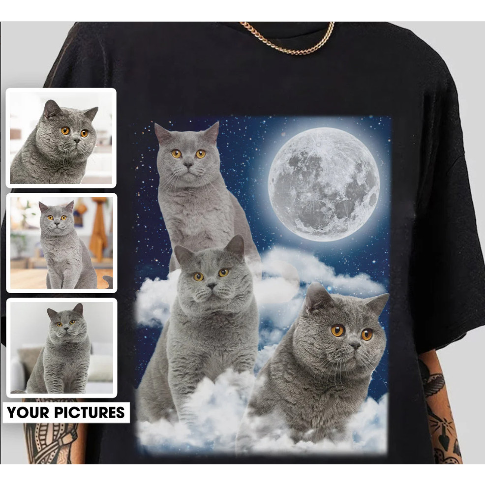 😸เสื้อยืด Oiia Cat T-Shirt เสื้อเชิ้ต Cat Portrait,แมวสัตว์เลี้ยงส่วนบุคคล S-5XL