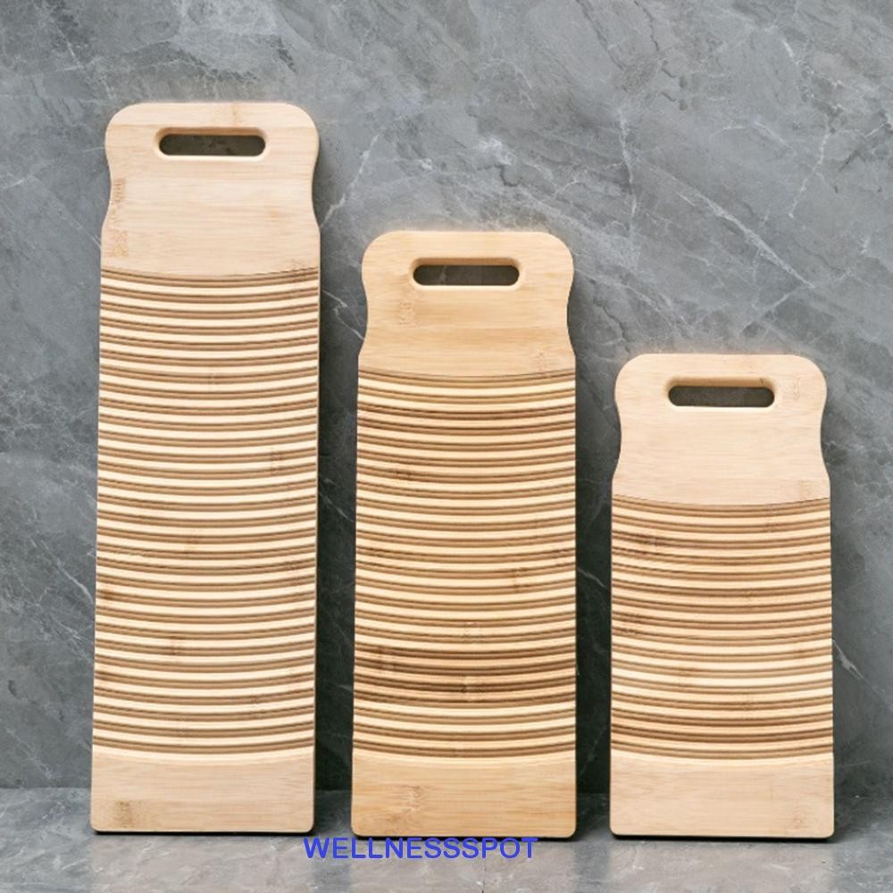 Wellnessspot Washboard เป็นมิตรกับสิ่งแวดล้อมซักมือไม้ไผ่ Thicken กระดานซักผ้าสี่เหลี่ยมผืนผ้ากันลื่น